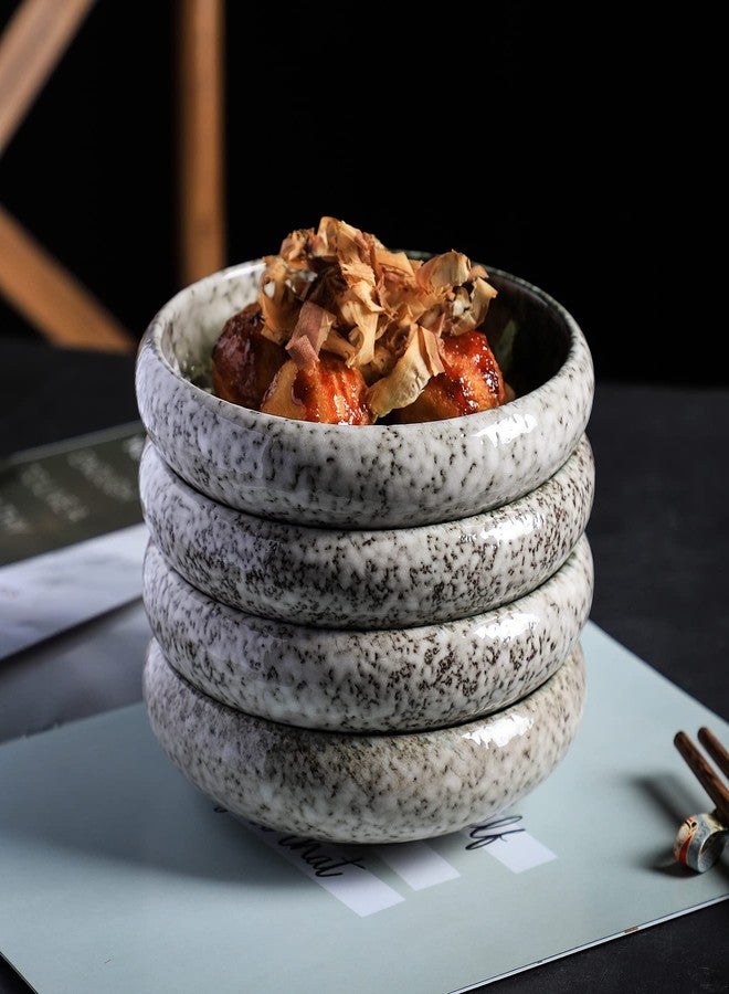 Uaral أطباق سلطة ومقبلات من الخزف الحجري، طقم أطباق يابانية مكون من 4 قطع، 5.5 بوصة 14 أونصة (أخضر زمردي) - Image 3